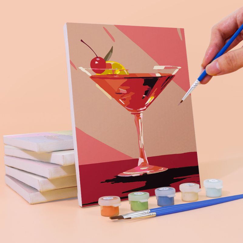 Malen nach Zahlen - 6 Mini-Gem?lde | schickes Cocktailset