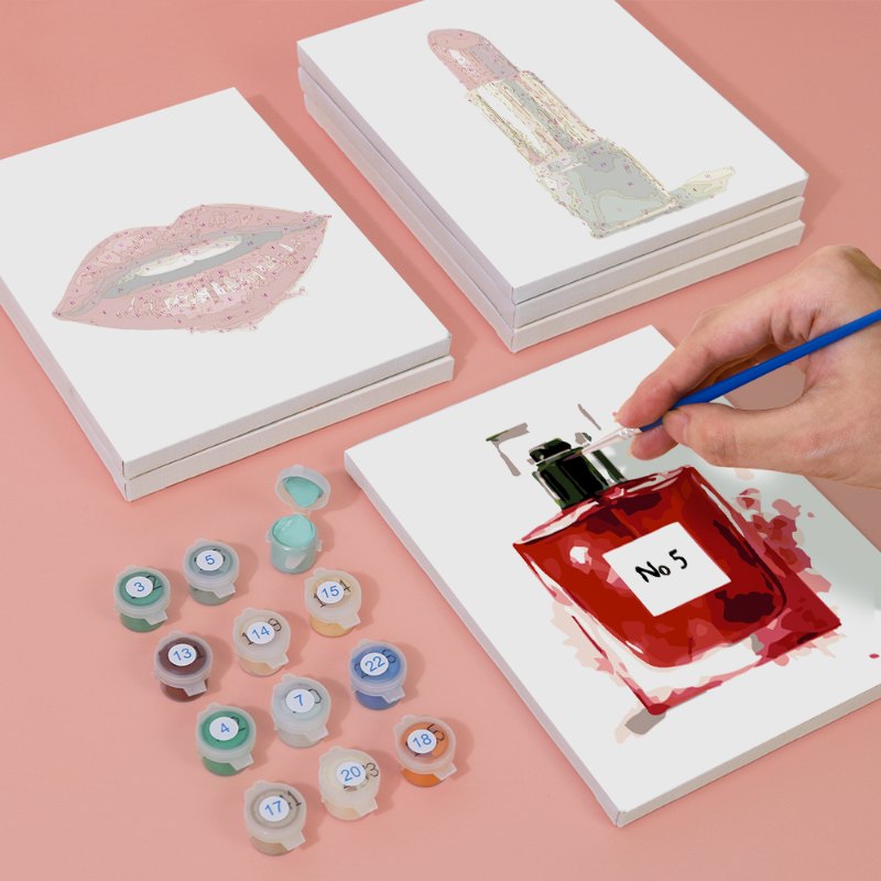 Malen nach Zahlen ¨C 6 Mini-Gem?lde | Red glamour Set
