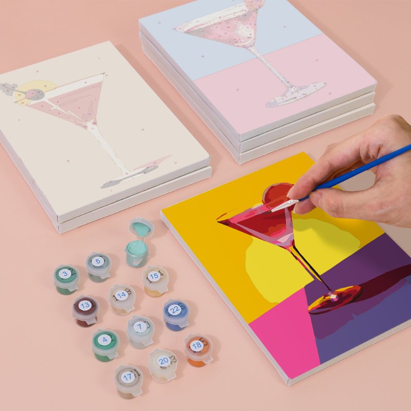 Malen nach Zahlen - 6 Mini-Gem?lde | schickes Cocktailset