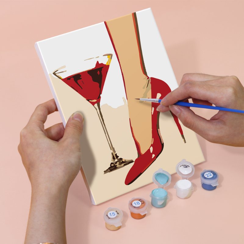 Malen nach Zahlen - 6 Mini-Gem?lde | schickes Cocktailset