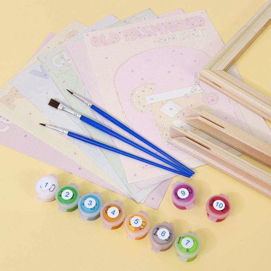 Malen nach Zahlen - 6 Mini-Gem?lde | Buntes Cocktail-Set