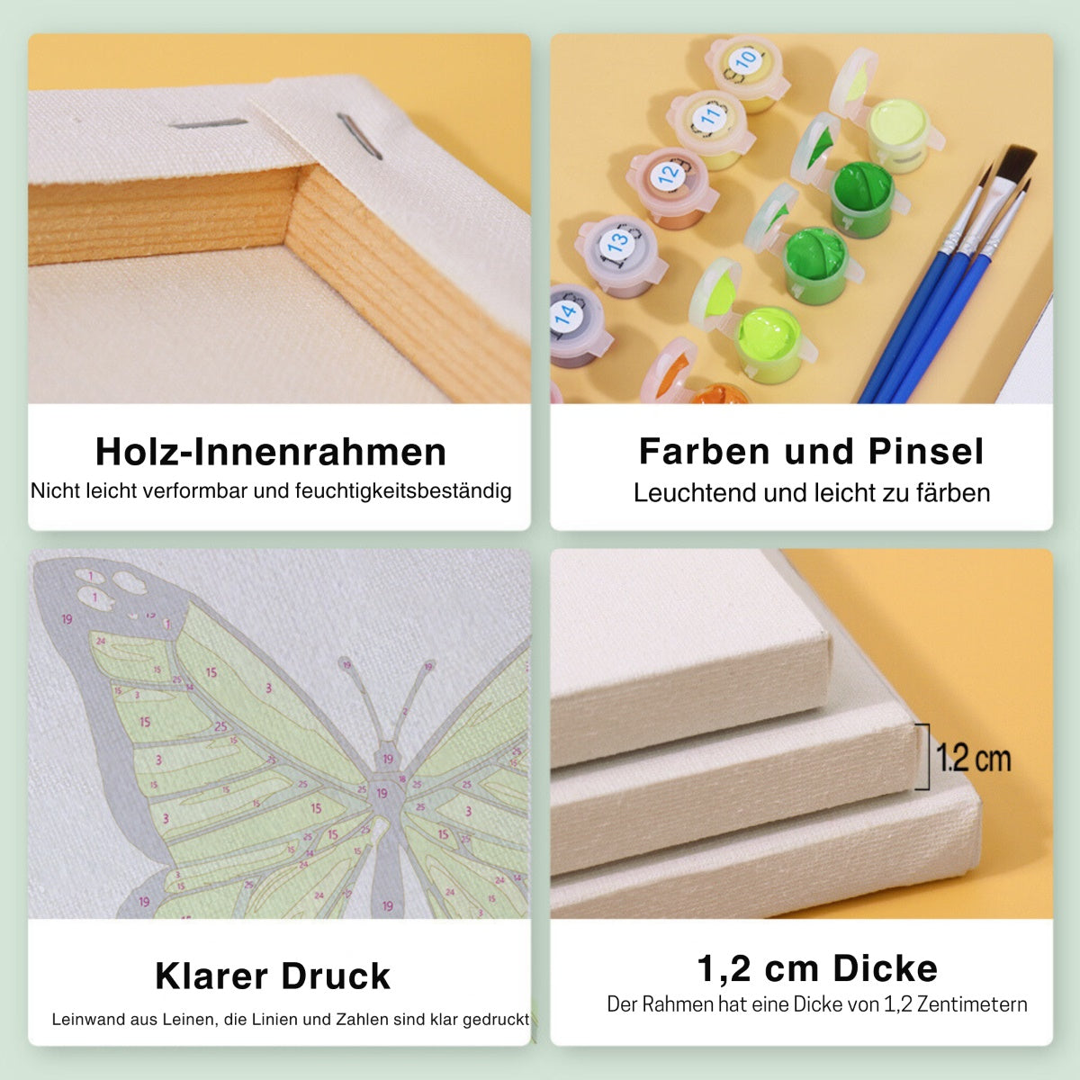 Malen nach Zahlen - 6 Mini-Gem?lde | Schmetterlings-Set