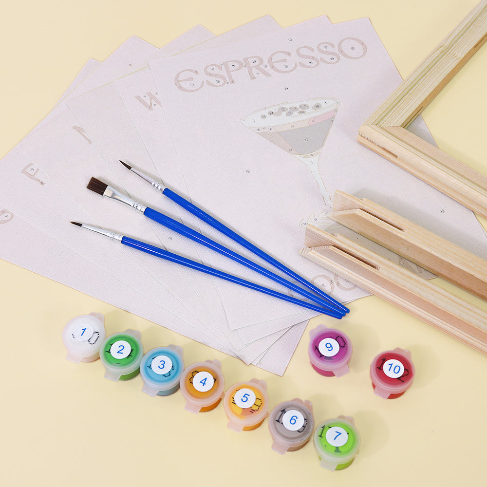 Malen nach Zahlen ¨C 6 Mini-Gem?lde | Pink Cocktail-Set