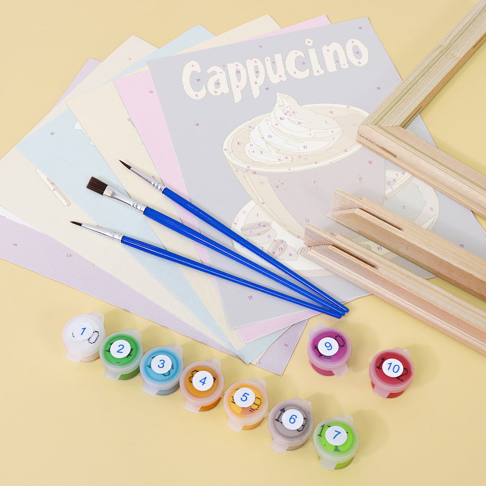 Malen nach Zahlen ¨C 6 Mini-Gem?lde | Buntes Kaffee-Set