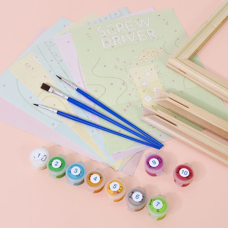 Malen nach Zahlen ¨C 6 Mini-Gem?lde | Paint & Pour Cocktail-Set