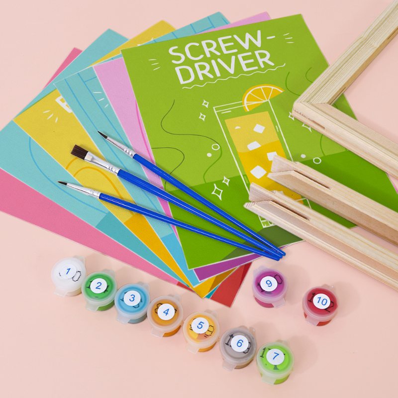 Malen nach Zahlen ¨C 6 Mini-Gem?lde | Paint & Pour Cocktail-Set