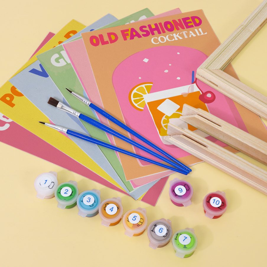 Malen nach Zahlen - 6 Mini-Gem?lde | Buntes Cocktail-Set