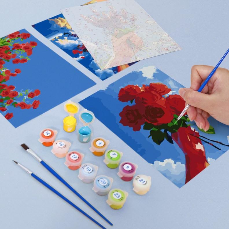 Malen nach Zahlen ¨C 6 Mini-Gem?lde | Blumenstr?u?e im Himmel-Set