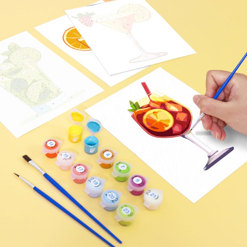 Malen nach Zahlen - 6 Mini-Gem?lde | Sommer Cocktail-Set