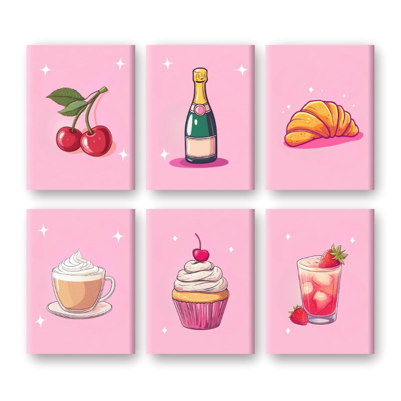 Malen nach Zahlen ¨C 6 Mini-Gem?lde | Snacks- und Getr?nke-Set