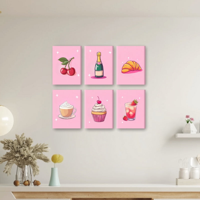 Malen nach Zahlen ¨C 6 Mini-Gem?lde | Snacks- und Getr?nke-Set