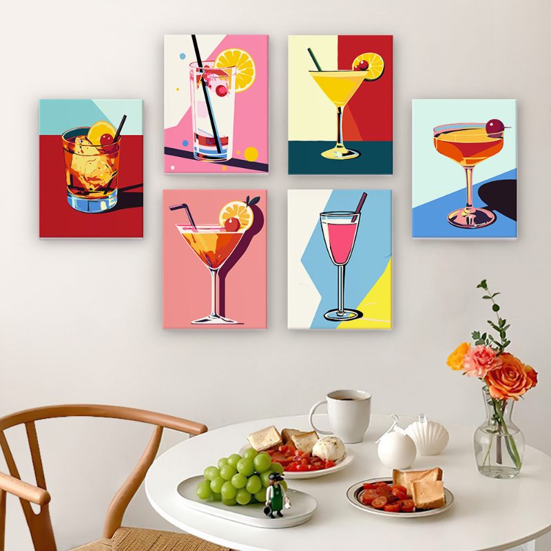 Malen nach Zahlen - 6 Mini-Gem?lde | Classy Cocktail-Set