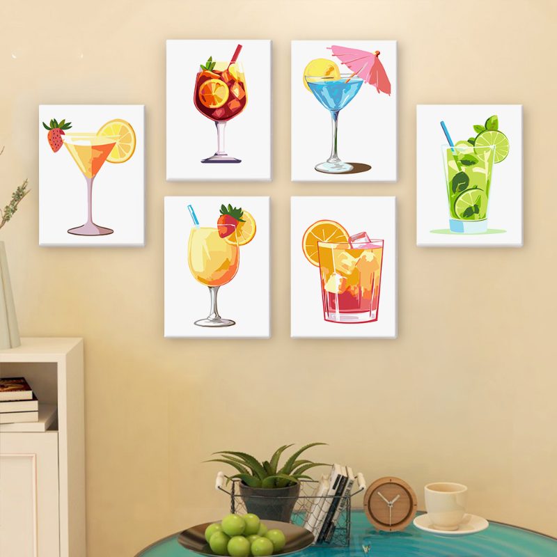 Malen nach Zahlen - 6 Mini-Gem?lde | Sommer Cocktail-Set