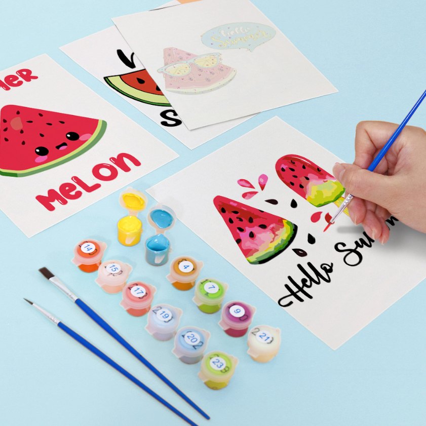 Malen nach Zahlen ¨C 6 Mini-Gem?lde | Summer Melon Set