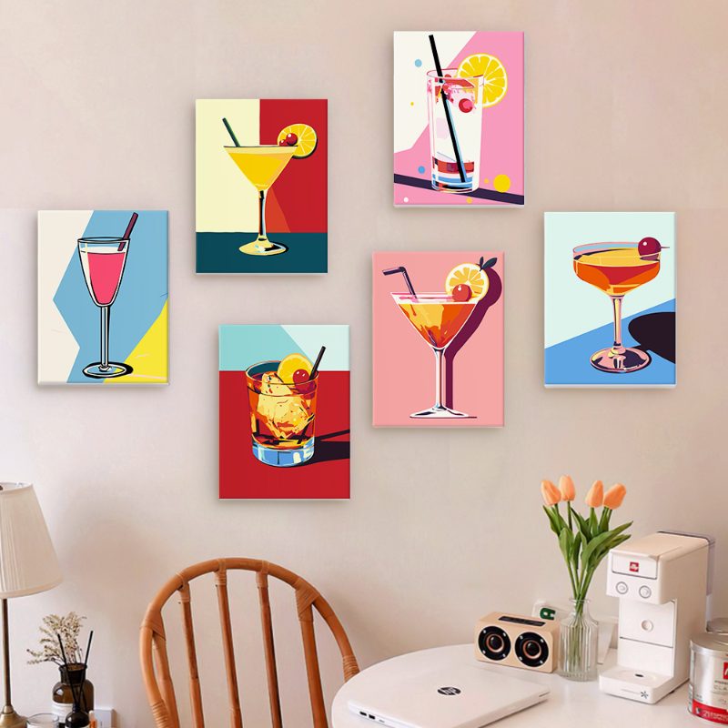 Malen nach Zahlen - 6 Mini-Gem?lde | Classy Cocktail-Set
