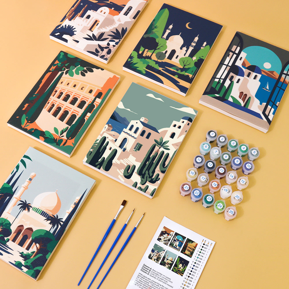 Malen nach Zahlen - 6 Mini-Paintings | Wundersch?ne Landschaften Set
