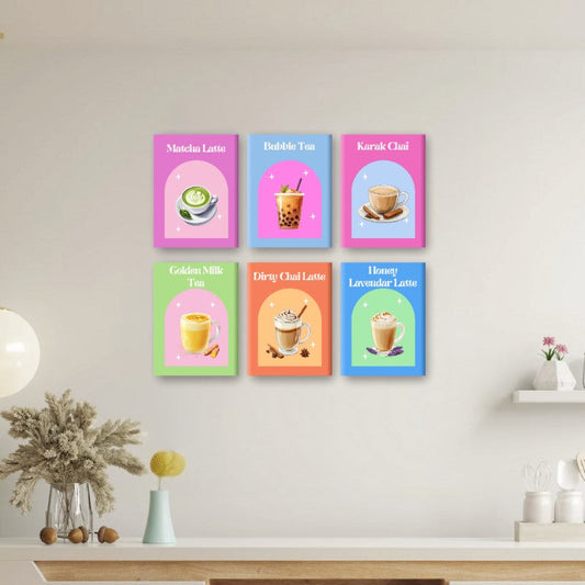 Malen nach Zahlen ¨C 6 Mini-Gem?lde | Bunter Tee-Set