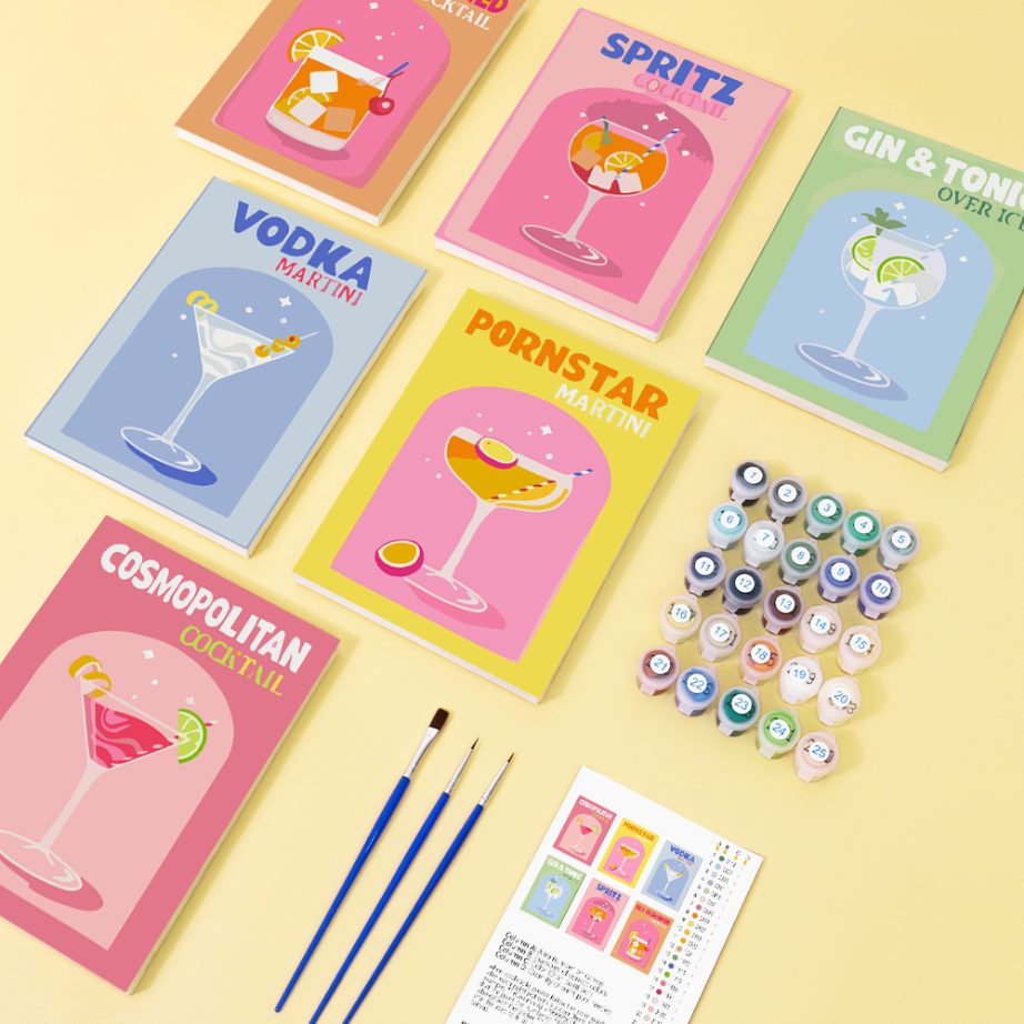 Malen nach Zahlen Reisepaket ¨C Buntes Cocktail-Set + Reisetasche