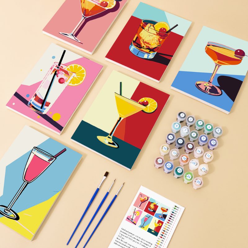 Malen nach Zahlen - 6 Mini-Gem?lde | Classy Cocktail-Set