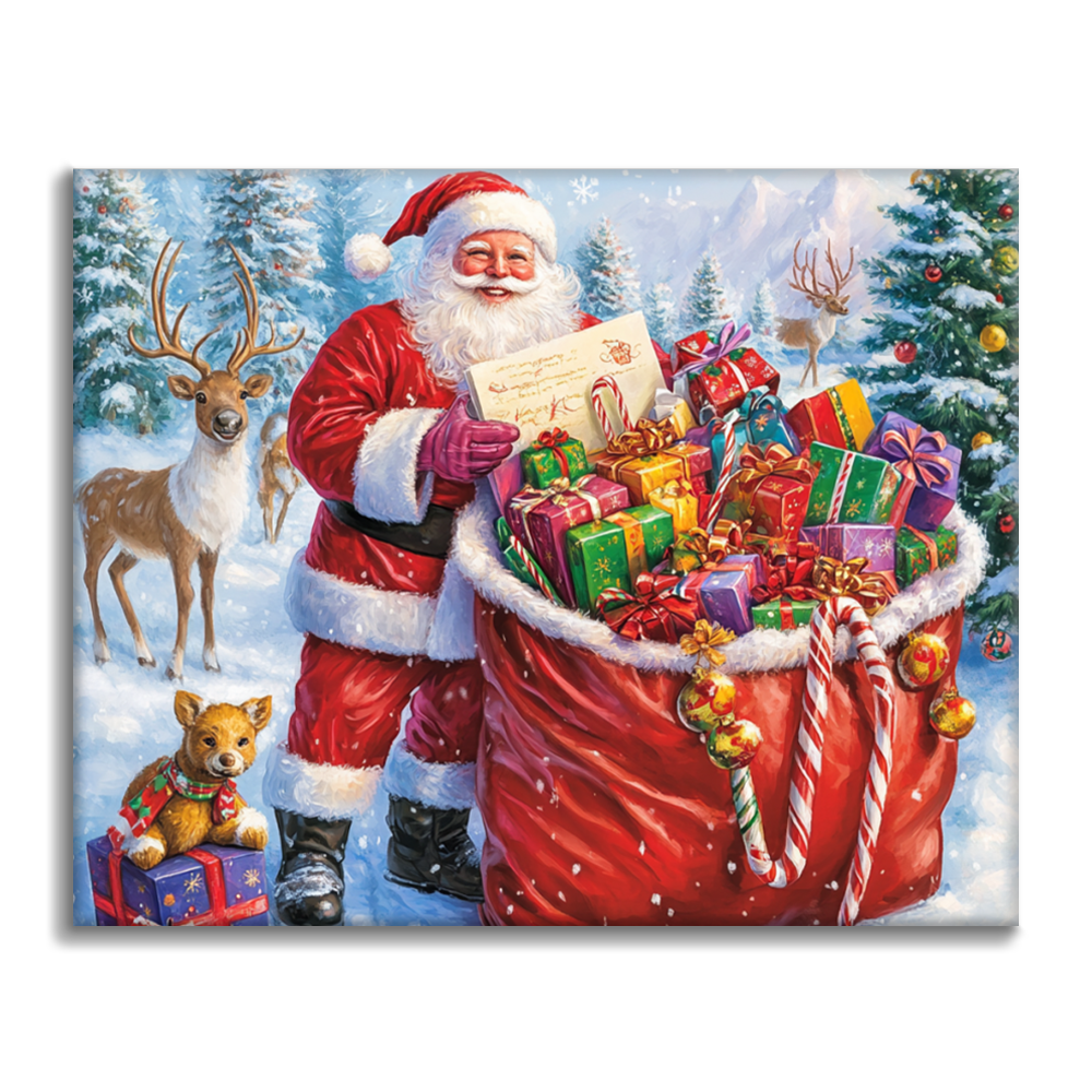 Weihnachtsmanns Geschenktüte - Malen nach Zahlen