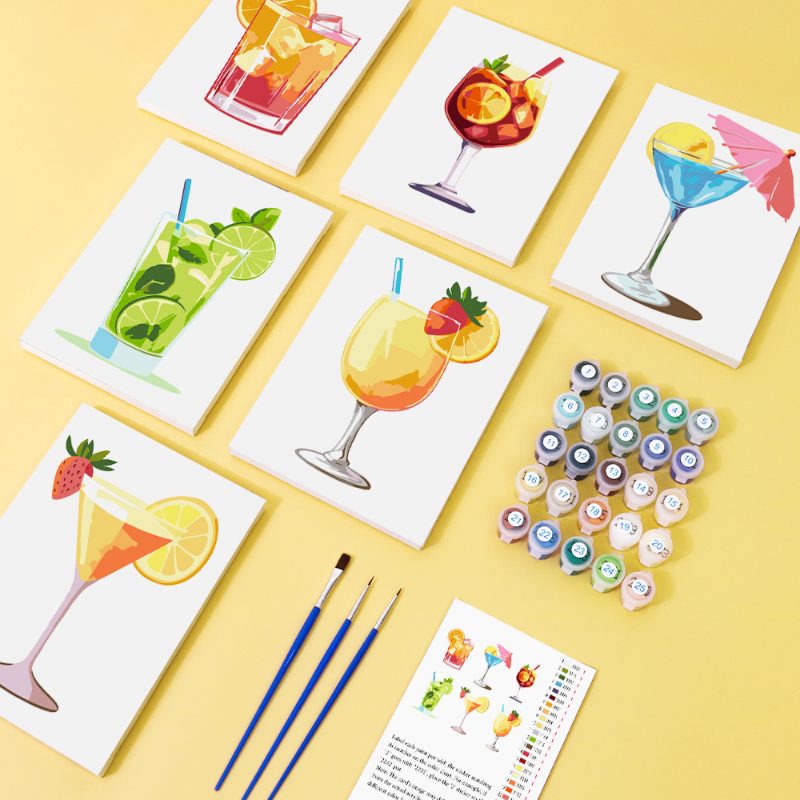 Malen nach Zahlen - 6 Mini-Gem?lde | Sommer Cocktail-Set