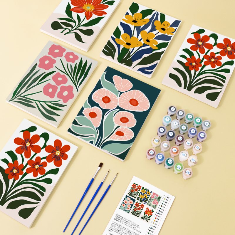 Malen nach Zahlen ¨C 6 Mini-Gem?lde | Wundersch?nes Blumen-Set