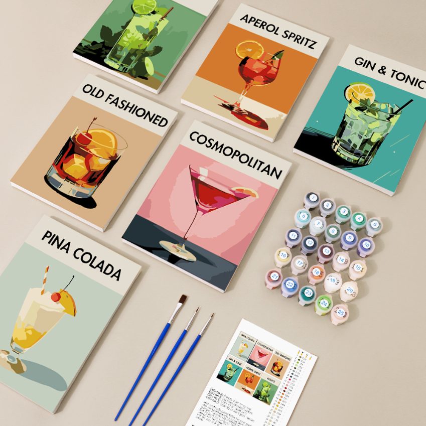 Malen nach Zahlen - 6 Mini-Gem?lde | Cocktail Deluxe-Sett