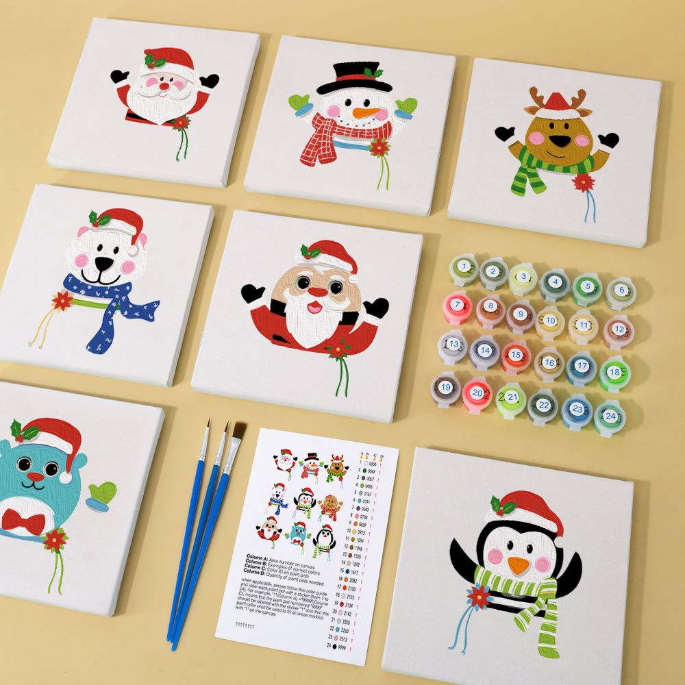 Malen nach Zahlen - 9 Mini-Gem?lde | Weihnachtsset