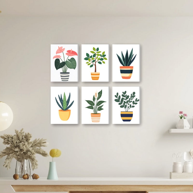 Malen nach Zahlen ¨C 6 Mini-Gem?lde | Botanisches Pflanzen-Set