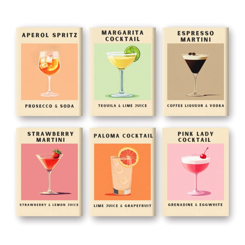 Malen nach Zahlen ¨C 6 Mini-Gem?lde | Cocktail Poster-Set