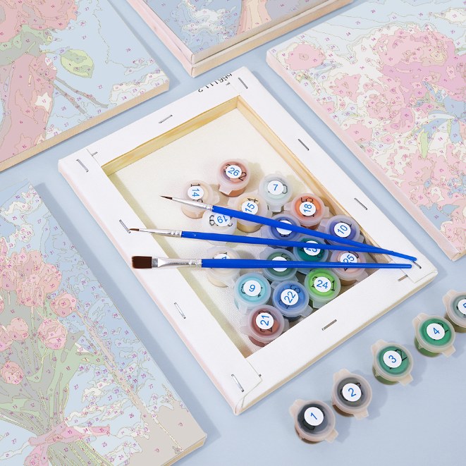 Malen nach Zahlen ¨C 6 Mini-Gem?lde | Blumenstr?u?e im Himmel-Set