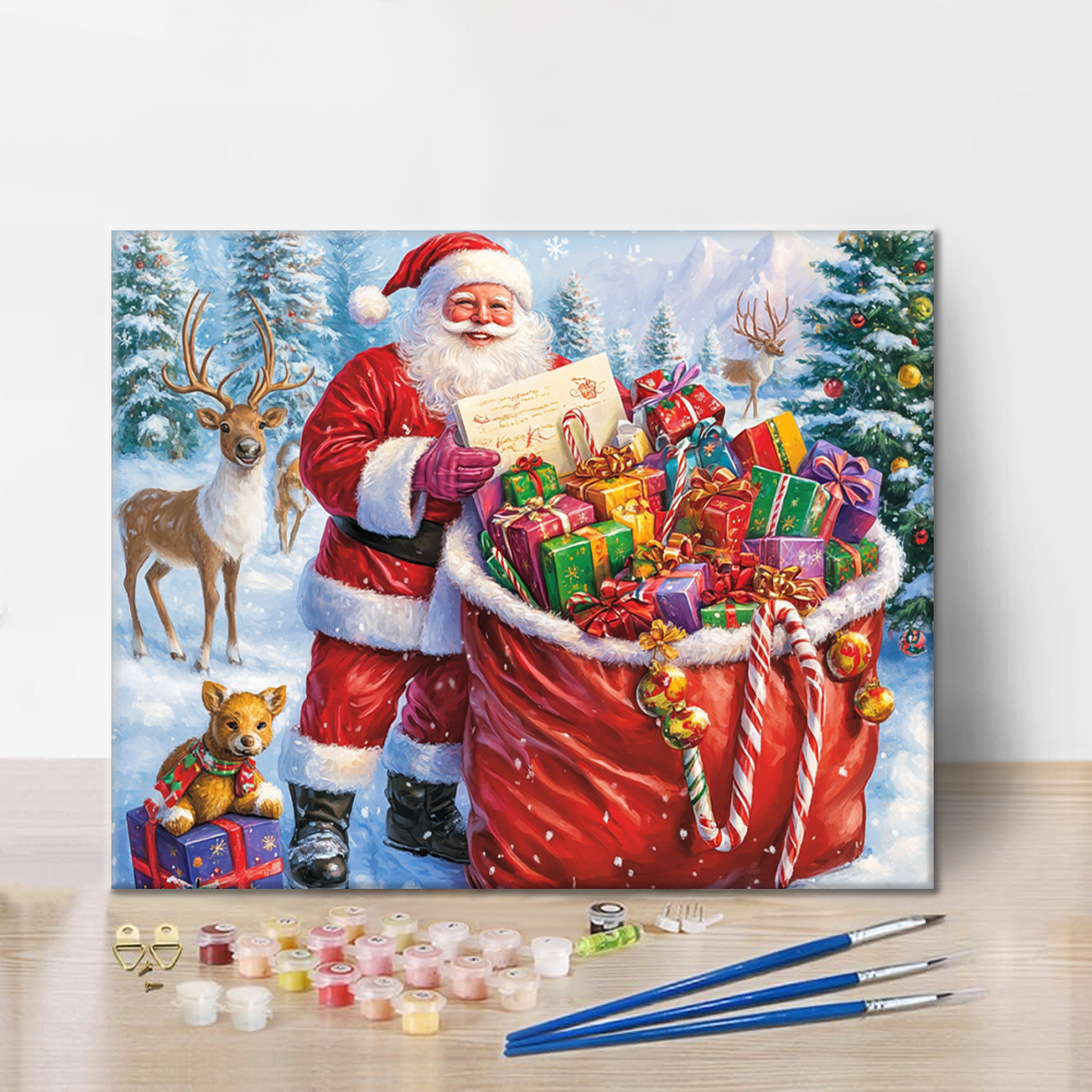 Weihnachtsmanns Geschenktüte - Malen nach Zahlen