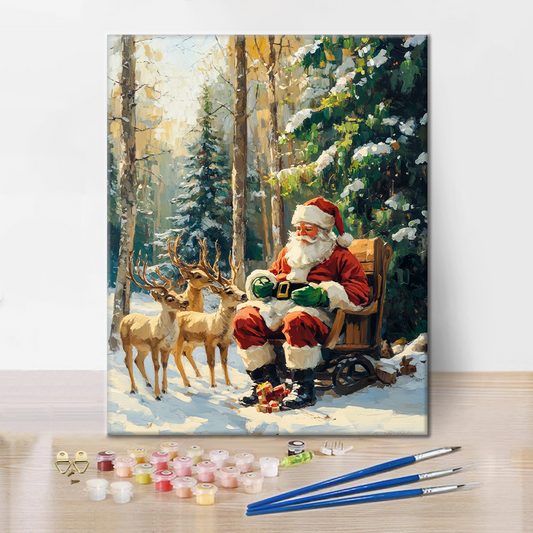 Die Weihnachtsmission des Rentiers - Malen nach Zahlen