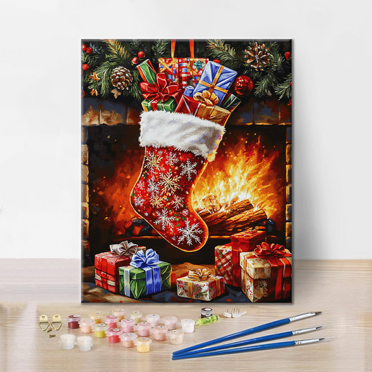 Weihnachtsstrumpf - Malen nach Zahlen