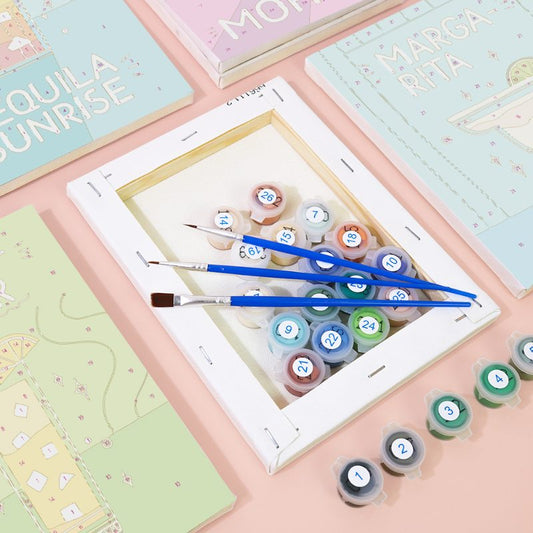 Malen nach Zahlen ¨C 6 Mini-Gem?lde | Paint & Pour Cocktail-Set