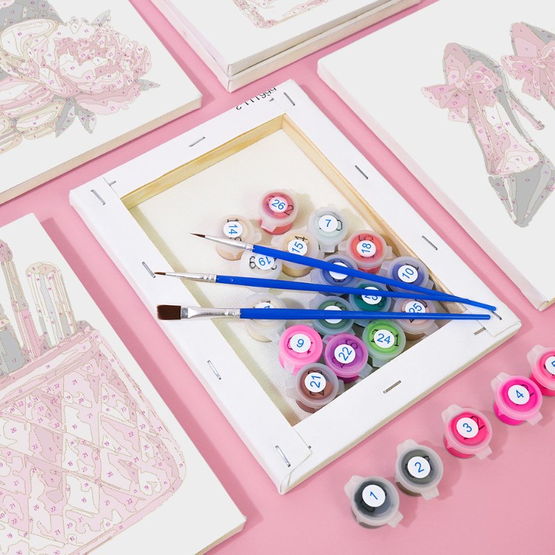 Malen nach Zahlen ¨C 6 Mini-Gem?lde | Pink glamour Set