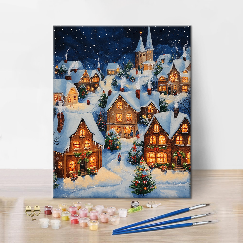 Weihnachtsdorf - Malen nach Zahlen