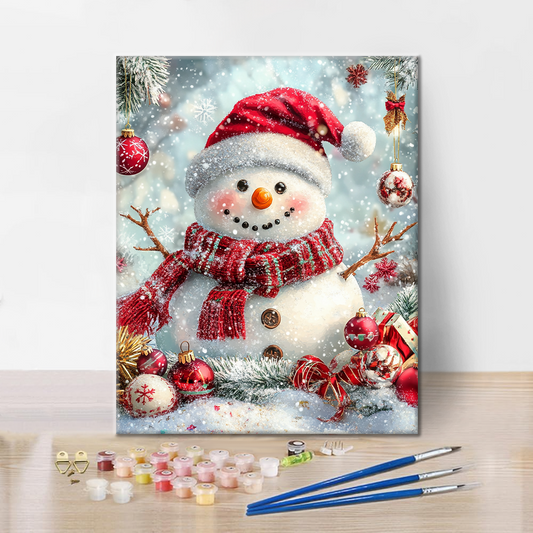 Verschneite Weihnachtsfigur - Malen nach Zahlen