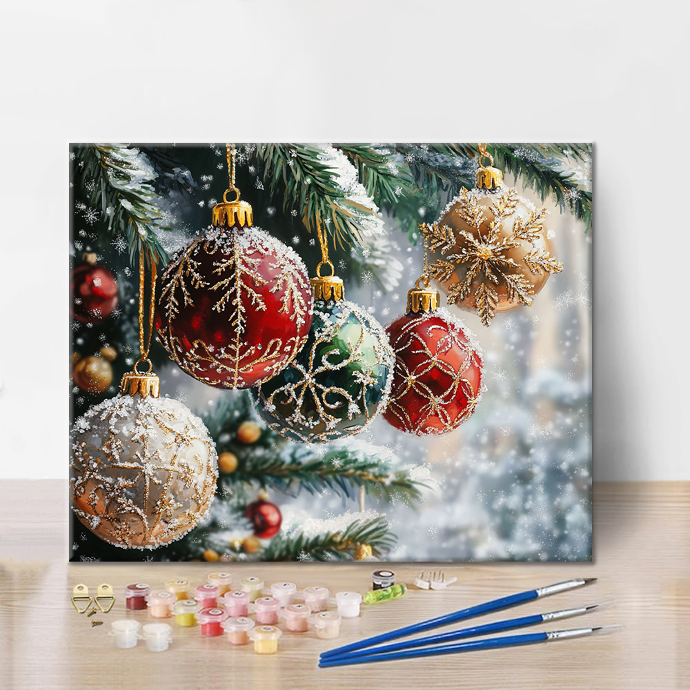 Weihnachtskugeln - Malen nach Zahlen