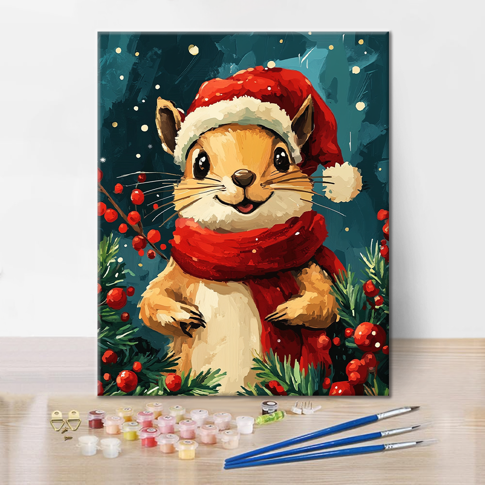 Weihnachtseichhörnchen - Malen nach Zahlen