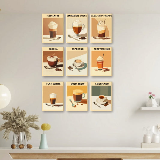 Malen nach Zahlen - 9 Mini-Gem?lde | Kaffee Poster-Set