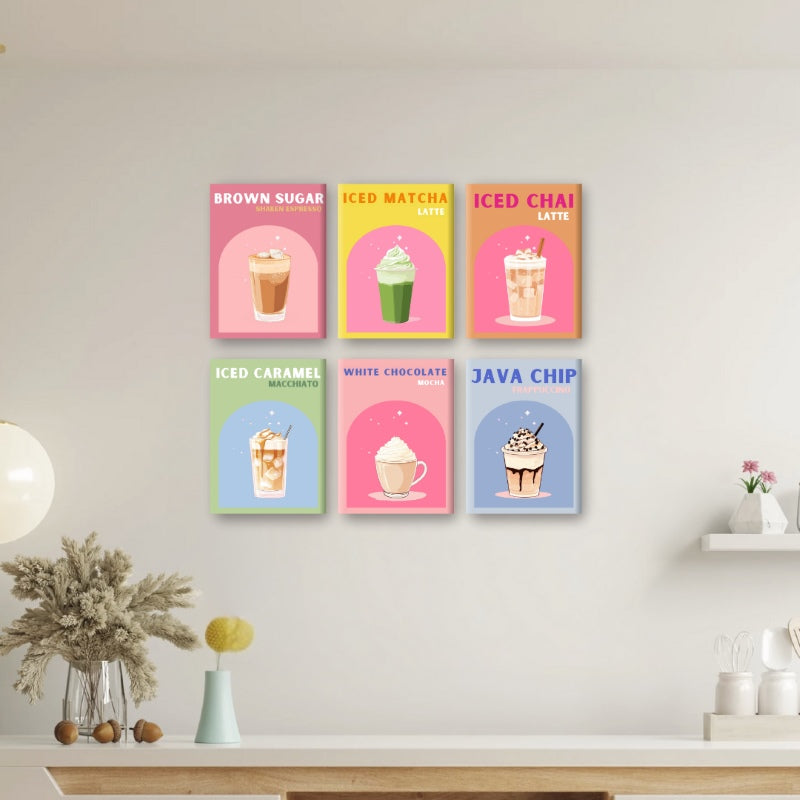 Malen nach Zahlen ¨C 6 Mini-Gem?lde | Buntes Kaffee-Deluxe-Set