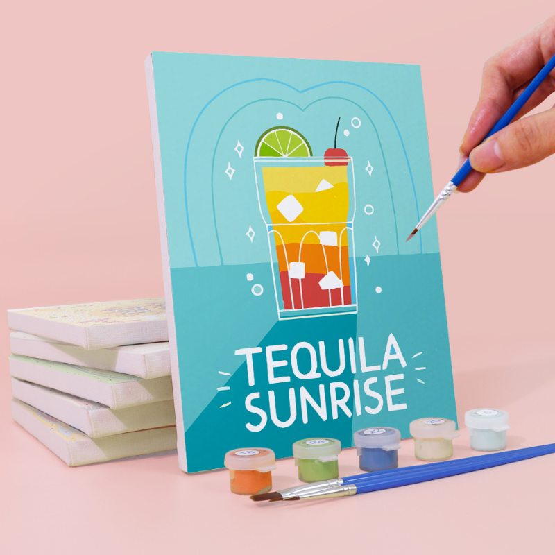 Malen nach Zahlen ¨C 6 Mini-Gem?lde | Paint & Pour Cocktail-Set