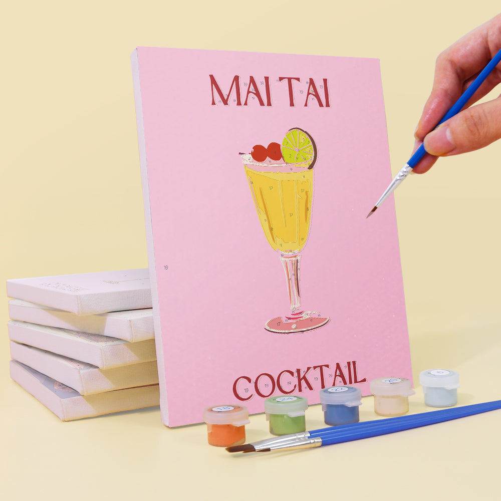 Malen nach Zahlen ¨C 6 Mini-Gem?lde | Pink Cocktail-Set