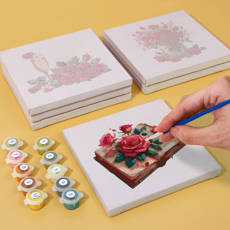 Malen nach Zahlen - 6 Mini- Gem?lde | Valentinstag-Set