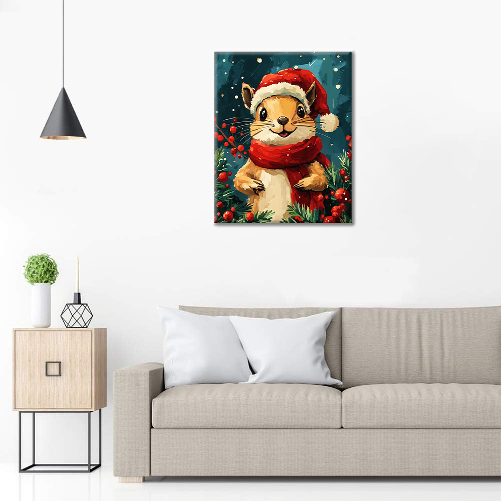 Weihnachtseichhörnchen - Malen nach Zahlen