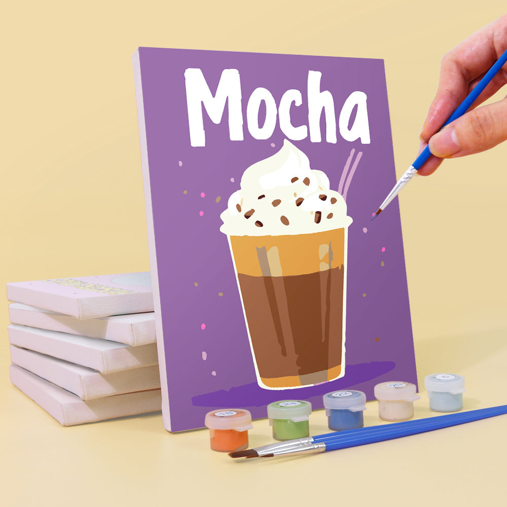 Malen nach Zahlen ¨C 6 Mini-Gem?lde | Buntes Kaffee-Set