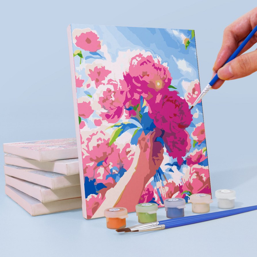 Malen nach Zahlen ¨C 6 Mini-Gem?lde | Blumenstr?u?e im Himmel-Set