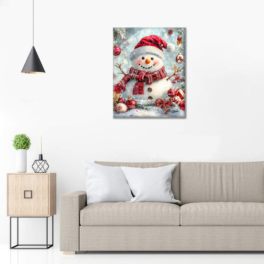 Verschneite Weihnachtsfigur - Malen nach Zahlen