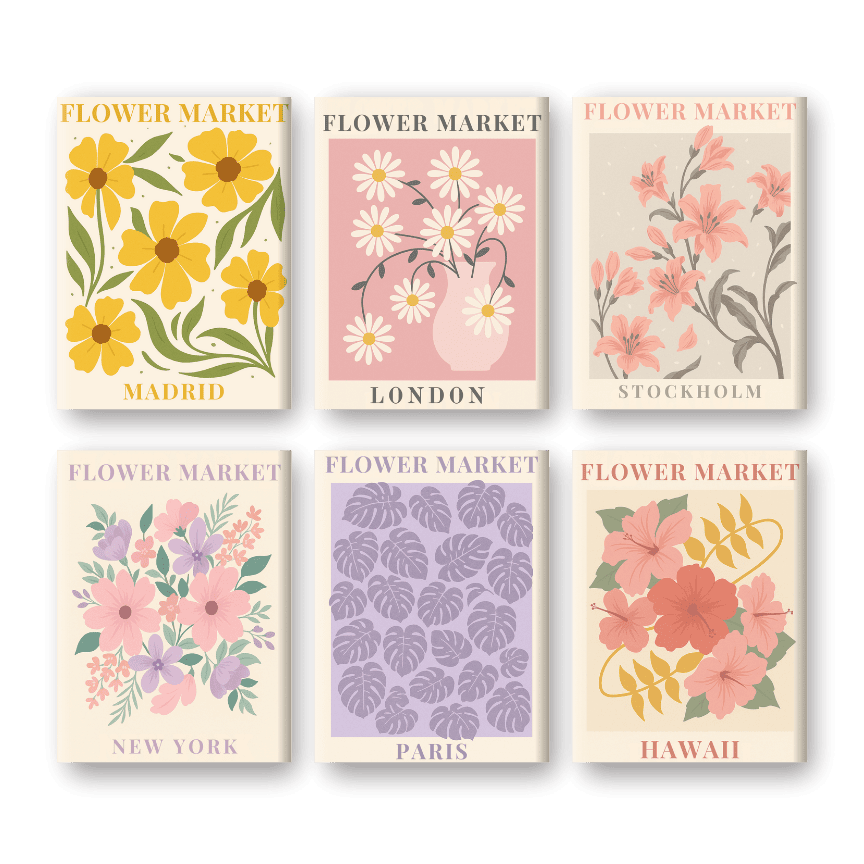 Malen nach Zahlen ¨C 6 Mini-Gem?lde | Wundersch?nes Blumenmarkt-Set